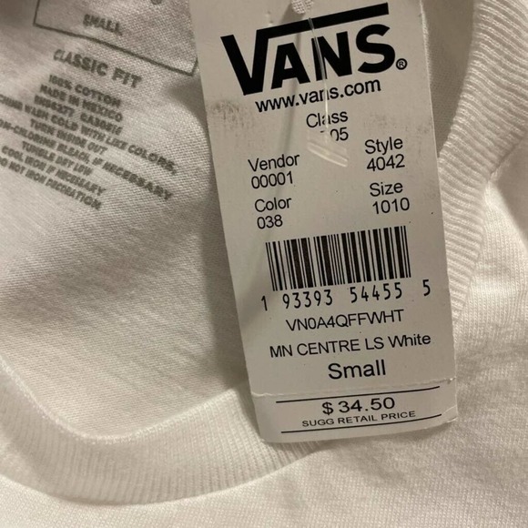 Vans Original Checkerboard Long Sleeve Cotton Sz S - Picture 6 of 9